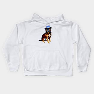 Cool Dog with Hat Kids Hoodie